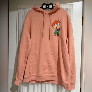 Peach Hoodie with Cartoon Character